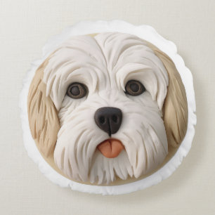 Havanese Hund 3D Inspired Rund Kudde