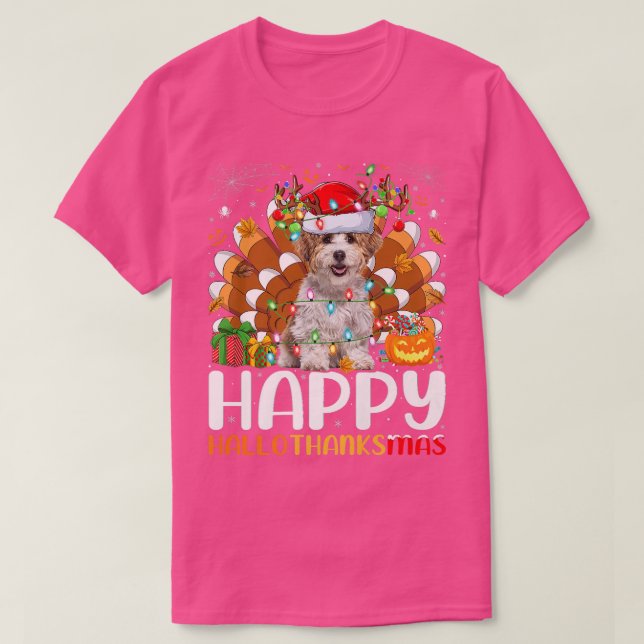 Havanese Hund älskare Halloween jul Lycklig Hallo T Shirt (Design framsida)