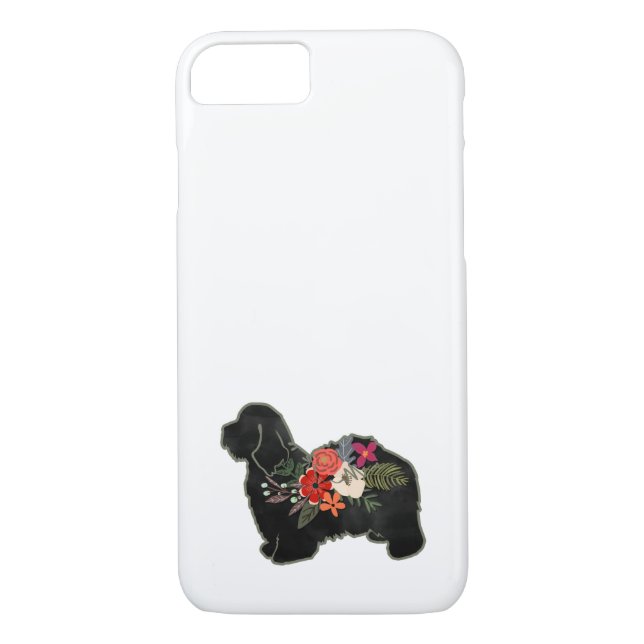 Havanese Hund aveln Boho Blommigt Sihouette Fodral Case-Mate iPhone Skal (Baksida)