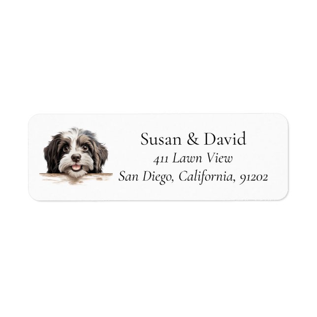 Havanese Hund aveln Djurälskares Returadress Etikett (Framsidan)