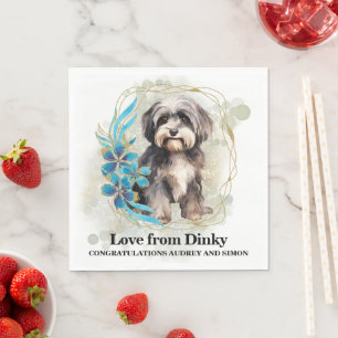 Havanese Hund Bröllop Napkins with Hundar Photo Pappersservett