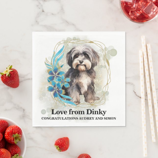 Havanese Hund Bröllop Napkins with Hundar Photo Pappersservett (Insitu)