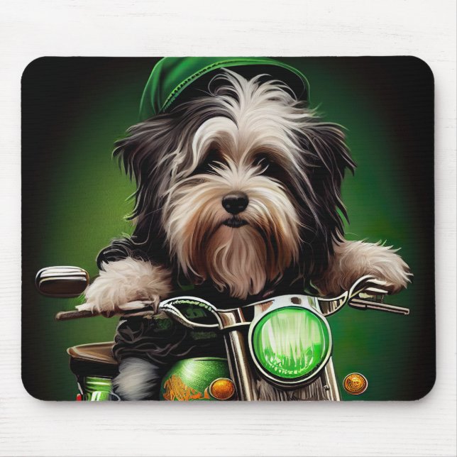 Havanese Hund Driving Bike St. Patrick's Day Musmatta (Framsidan)