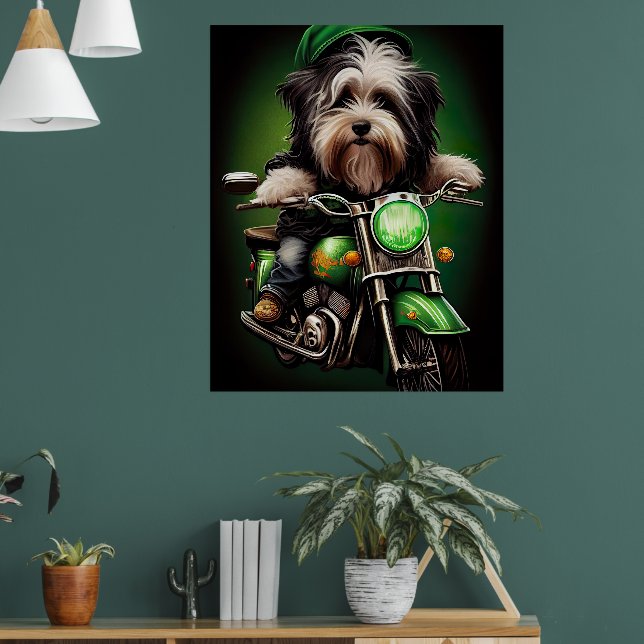Havanese Hund Driving Bike St. Patrick's Day Poster (Vardagsrum 1)