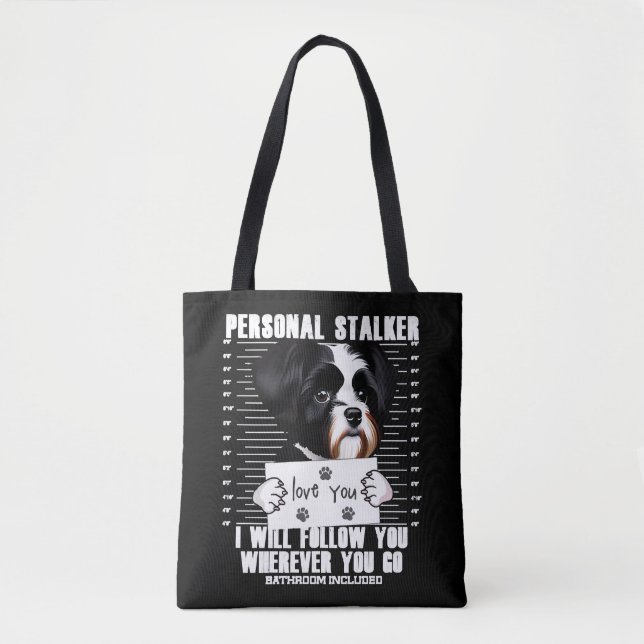 Havanese Hund Funny Stalker Tecknad Tygkasse (Framsida)