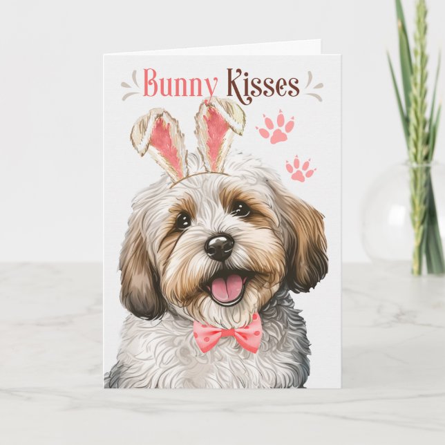 Havanese Hund i Bunny Öron för Påsk Helgkort (Framsida)