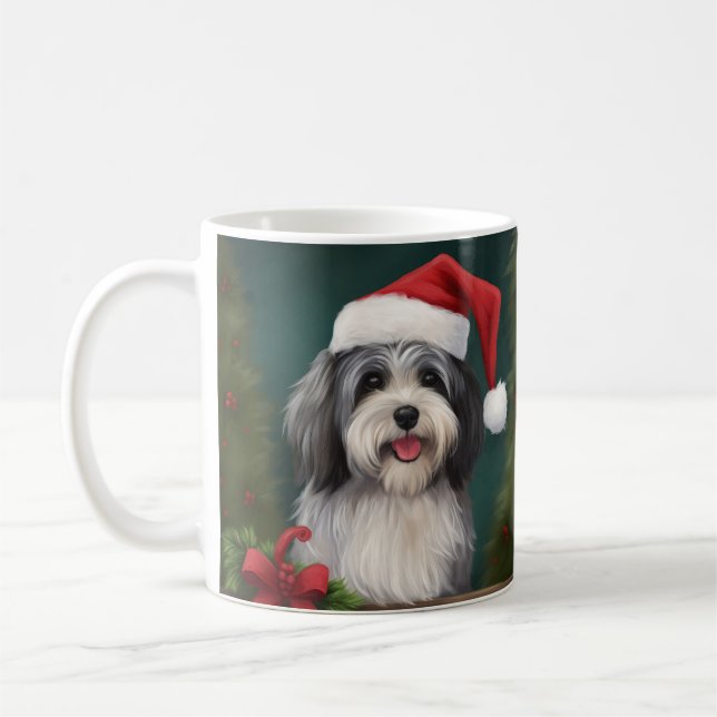 Havanese Hund i Snö jul Kaffemugg (Vänster)