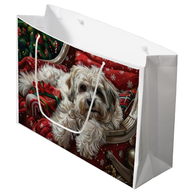 Havanese Hund jul Festive (Framsidan Vinklad)