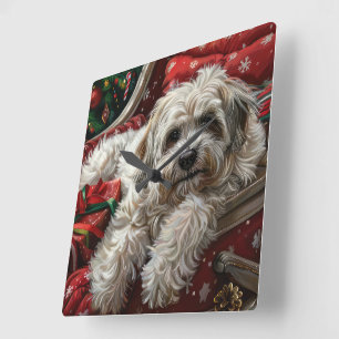 Havanese Hund jul Festive Fyrkantig Klocka