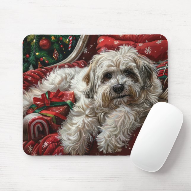 Havanese Hund jul Festive Musmatta (Med mus)