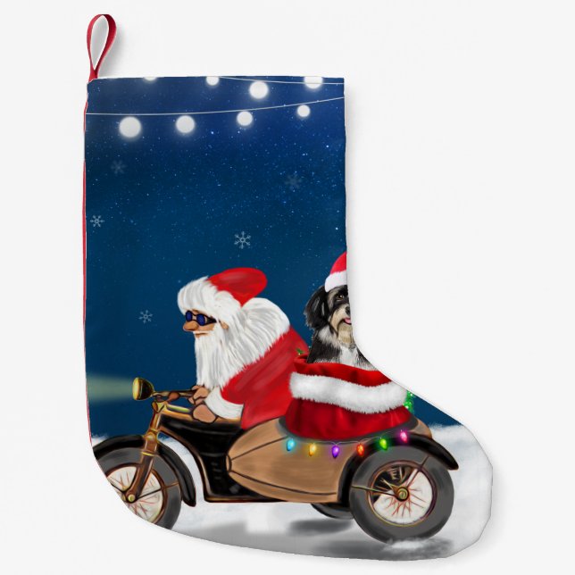 Havanese Hund jul Jultomten Liten Julstrumpa (Framsidan)
