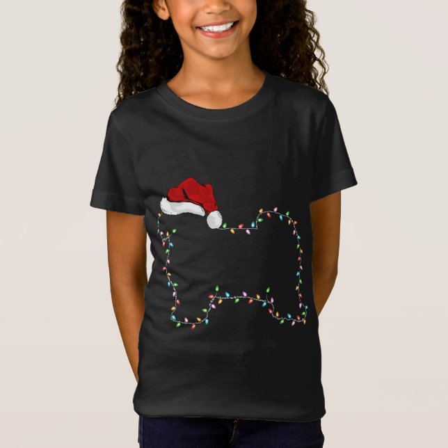 Havanese Hund Julafton Lighting Santa Hat Havanese T Shirt (Framsida)