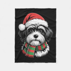 Havanese Hund Julafton Santa Hat Scarf-julhelgens  Fleecefilt