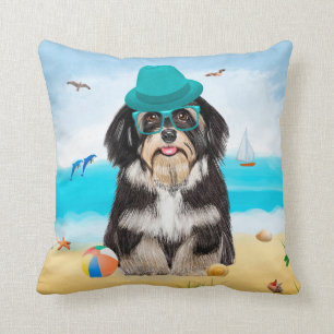 Havanese Hund on Beach Kudde