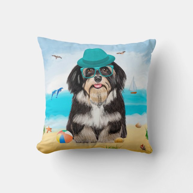 Havanese Hund on Beach Kudde (Framsida)