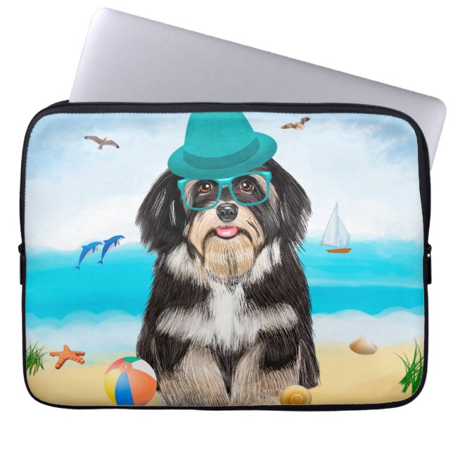 Havanese Hund on Beach Laptop Fodral (Framsidan)