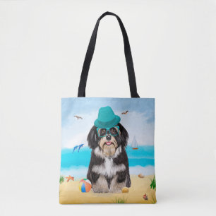 Havanese Hund on Beach Tygkasse