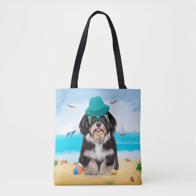 Havanese Hund on Beach Tygkasse (Framsida)