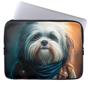 Havanese hund on Cycle Digital-målning Laptop Fodral