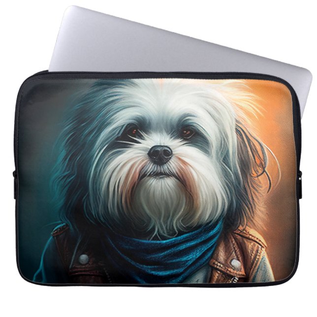 Havanese hund on Cycle Digital-målning Laptop Fodral (Framsidan)