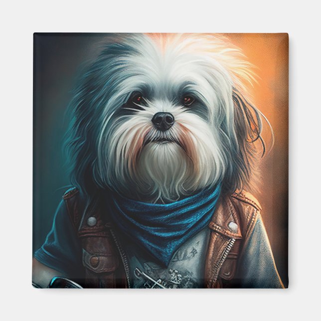 Havanese hund on Cycle Digital-målning Magnet (Framsidan)