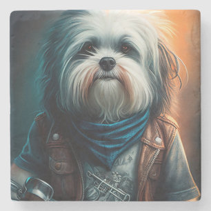Havanese hund on Cycle Digital-målning Stenunderlägg