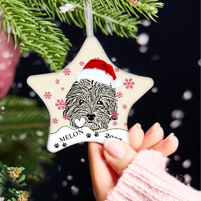 Havanese Hund Personlig Hand Teckning Julgransprydnad Keramik (Skapare uppladdad)
