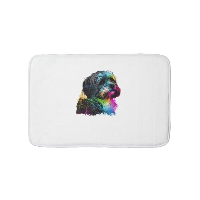 Havanese Hund Pop Art Design Havanese Älskare Badrumsmatta (Framsidan)