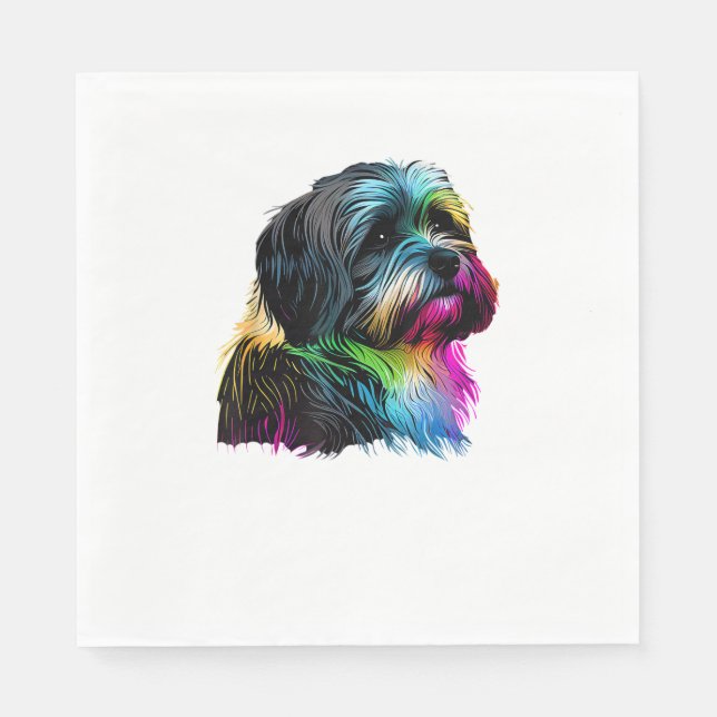 Havanese Hund Pop Art Design Havanese Älskare Pappersservett (Framsidan)