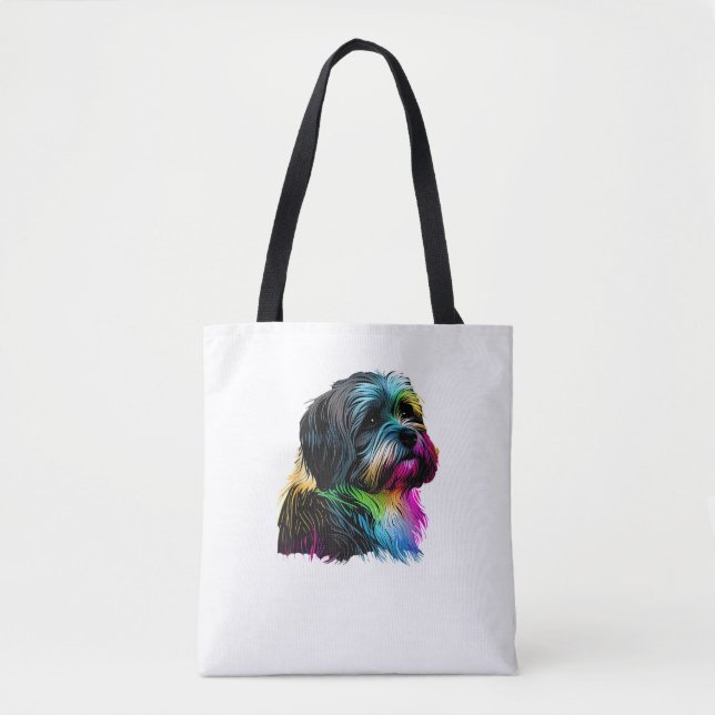 Havanese Hund Pop Art Design Havanese Älskare Tygkasse (Framsida)