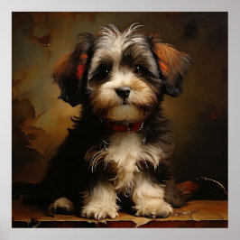 Havanese hund Puppy Realism Square Porträtt Poster