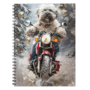 Havanese Hund Riding Motorcle jul Anteckningsbok