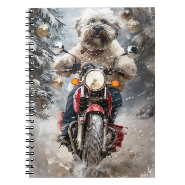 Havanese Hund Riding Motorcle jul Anteckningsbok (Framsidan)