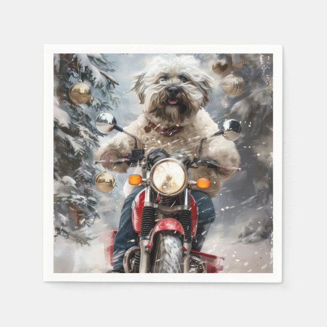 Havanese Hund Riding Motorcle jul Pappersservett (Framsidan)