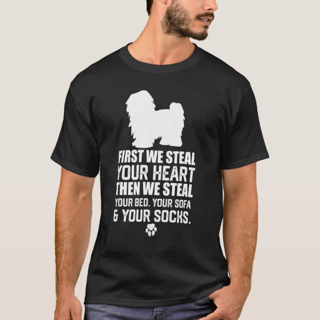 Havanese hund Steal Ditt hjärta Steal din Bed soff T Shirt (Framsida)