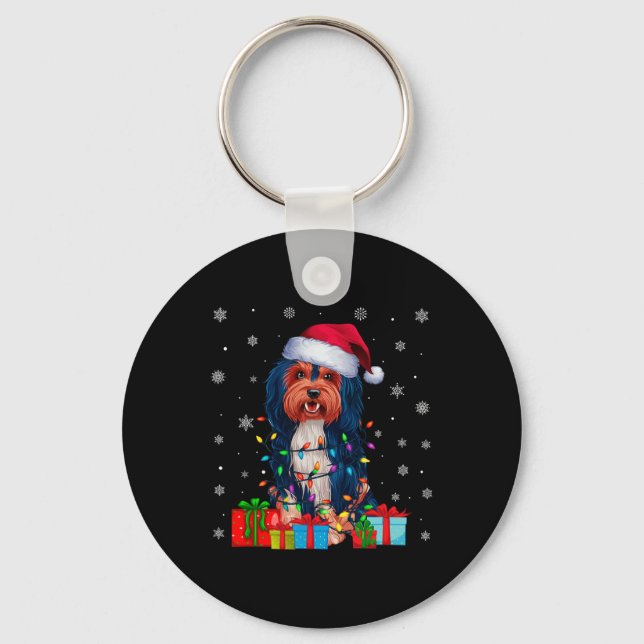 Havanese Hund Ugly Julafton Ljus Santa Havanese Hu Nyckelring (Framsida)
