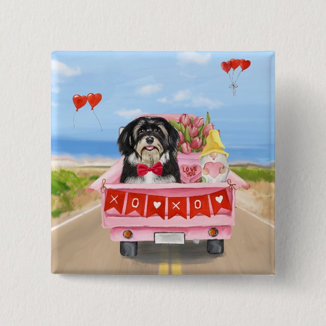 Havanese Hund Valentine Day Lastbil Knapp (Framsida)