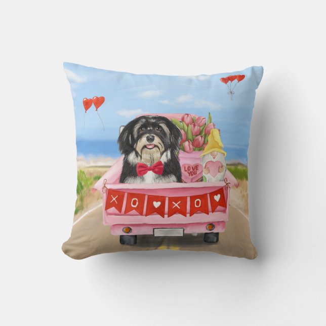 Havanese Hund Valentine Day Lastbil Kudde (Framsida)