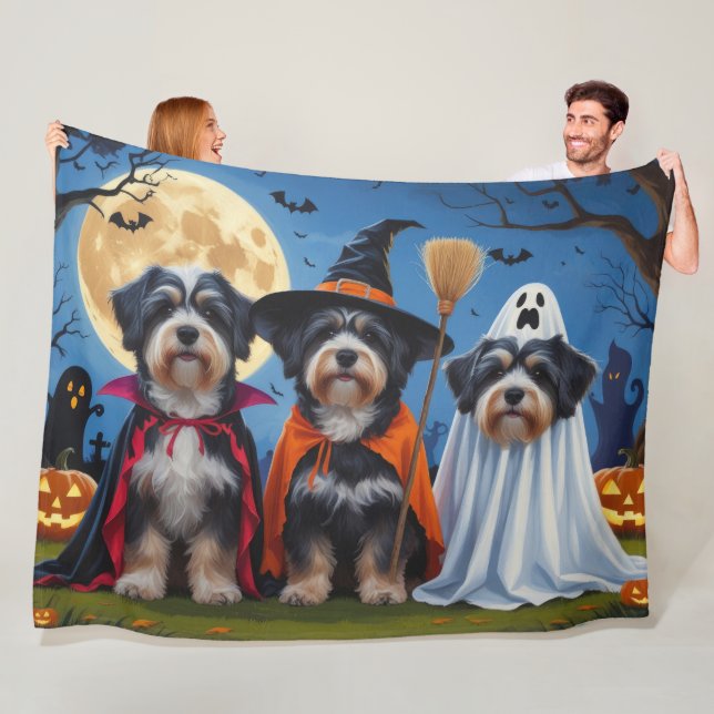 Havanese Hundar Pumpkin Halloween Funny Fleecefilt (På plats)