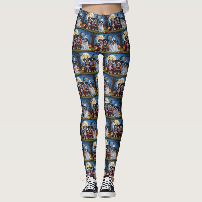Havanese Hundar Pumpkin Halloween Funny Leggings (Framsida)