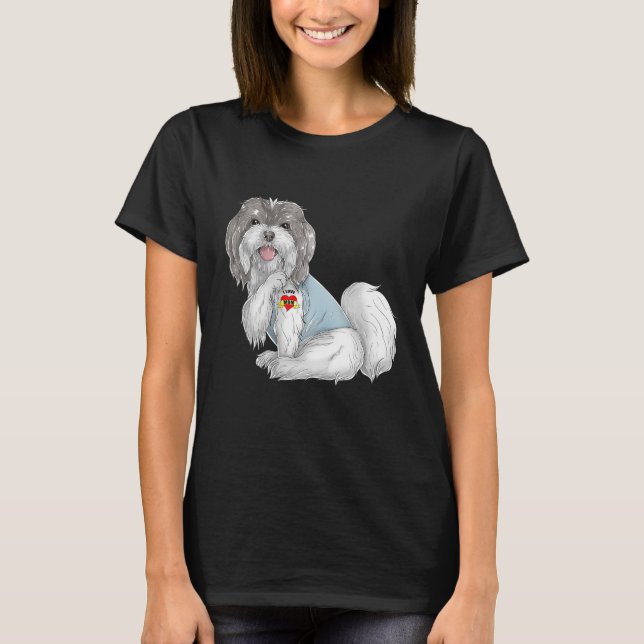 Havanese I Kärlek Mamma Tattoo Hund Funny Mors dag T Shirt (Framsida)