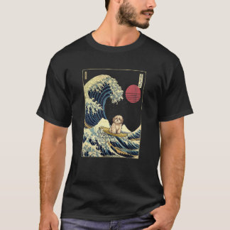 Havanese Japanese Kanagawa Wave  Surf Dog T Shirt