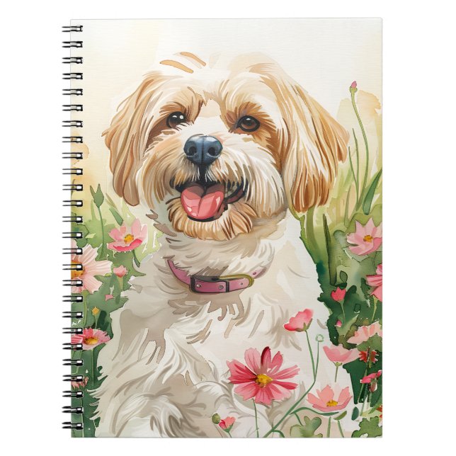Havanese Journal - Watercolor Hund Notebook Anteckningsbok (Framsidan)