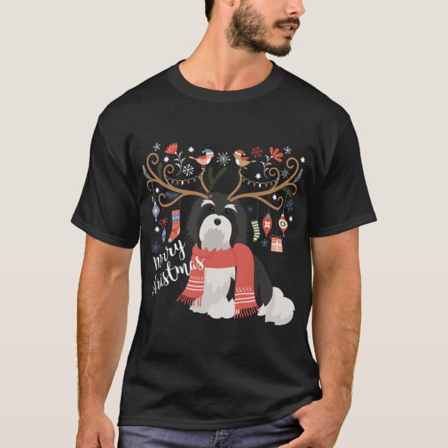 Havanese jul Reindeer Hund T Shirt (Framsida)