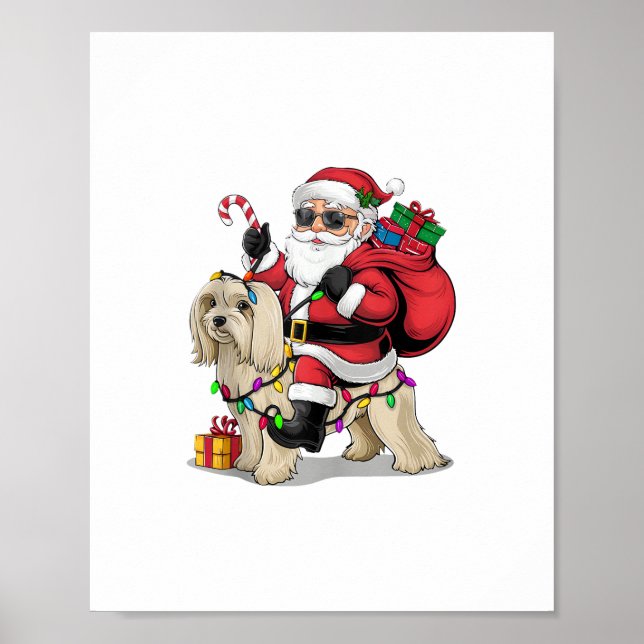 Havanese Julafton Lighting Santa Riding Havanese H Poster (Framsidan)