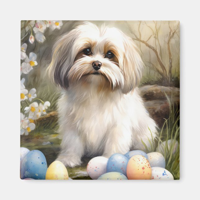 Havanese med påskägg magnet (Framsidan)