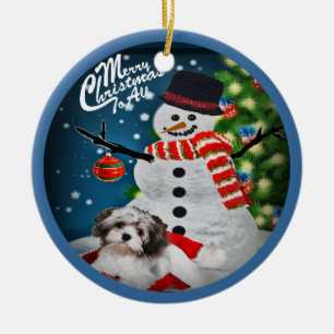 Havanese med snögubbejulprydnaden julgransprydnad keramik