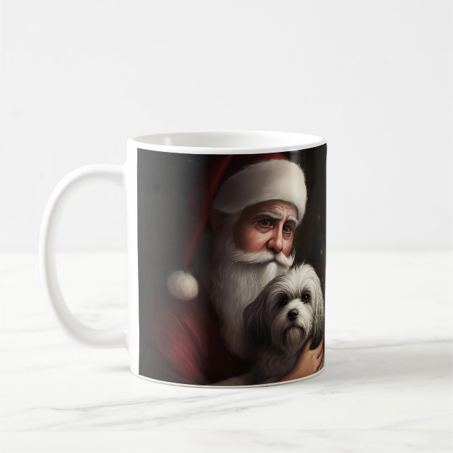 Havanese med Tomte Festlig jul Kaffemugg (Vänster)