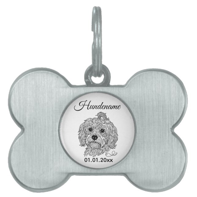 Havanese Minimalist Line Art Personalized Tag ID-bricka Husdjur (Framsidan)