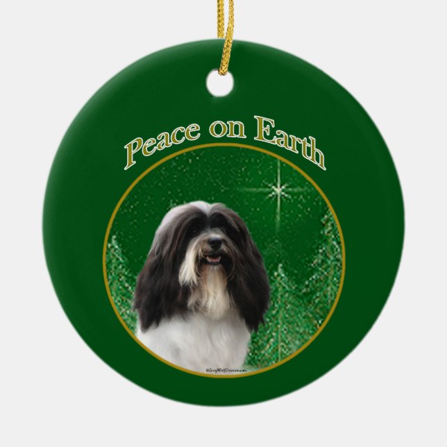 Havanese Peace Keychain Julgransprydnad Keramik (Framsidan)
